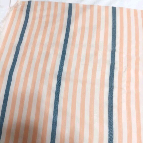 J Crew 100% Wool Scarf Striped Peach White Blue - Picture 2 of 11